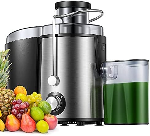 Juicer, Juice Extractor Easy to Clean, Stainless Steel Juicer Machine with 3'' Wide Mouth, 2 Speed Centrifugal Juicer for Fruits and Vegs, Non-Slip Feet, BPA-Free