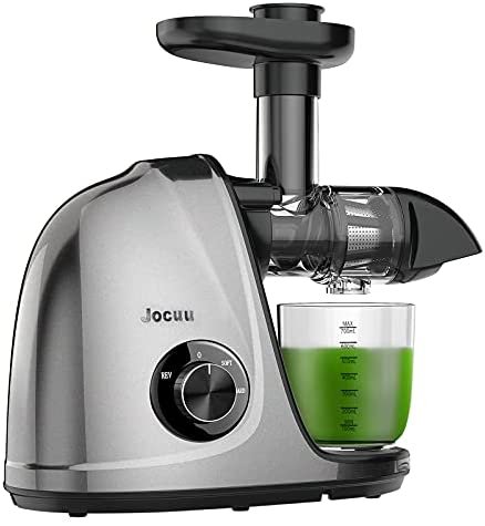 Juicer Machines, Jocuu Slow Juicer Masticating Juicer with 2-Speed Modes, Cold Press Juicer Extractor Easy to Clean, Quiet Motor, Reverse Function, with Brush and Recipes, for Fruits and Vegtables