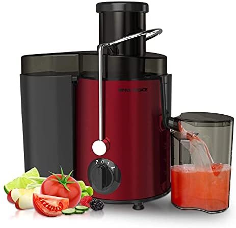 Juicer Machines, MAMA’S CHOICE Juice Extractor, Easy to Clean, Centrifugal Juicer for Whole Vegetable and Fruit, Juicer Machine with 3-Speed, Non-Slip Feet, Stainless Steel Juicers(Red) (Renewed)