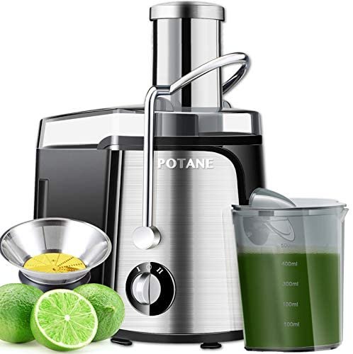 POTANE Juicer Machine Centrifugal Juicer, Easy to Clean Juice Extractor, Juicer Machines for Vegetable and Fruit, 700 Watts, Titanium Enhanced Filter, Anti-drip, High Quality (Stainless Steel)