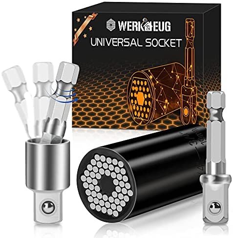 Gifts for Men Dad Husband Father Him, 360°Grip Socket Set Fits Standard 1/4'' - 3/4'' with Multi-Function Power Drill Adapter Best Tools Gifts for Men, Father, Dad, Husband, Boyfriend, Gift Box