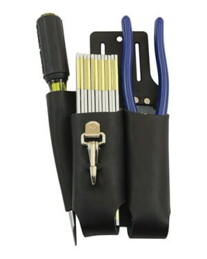 American Tradesman 720BK - 3 Pocket Top Grain Black Leather Lineman s Tool Holder Sheath Pouch…